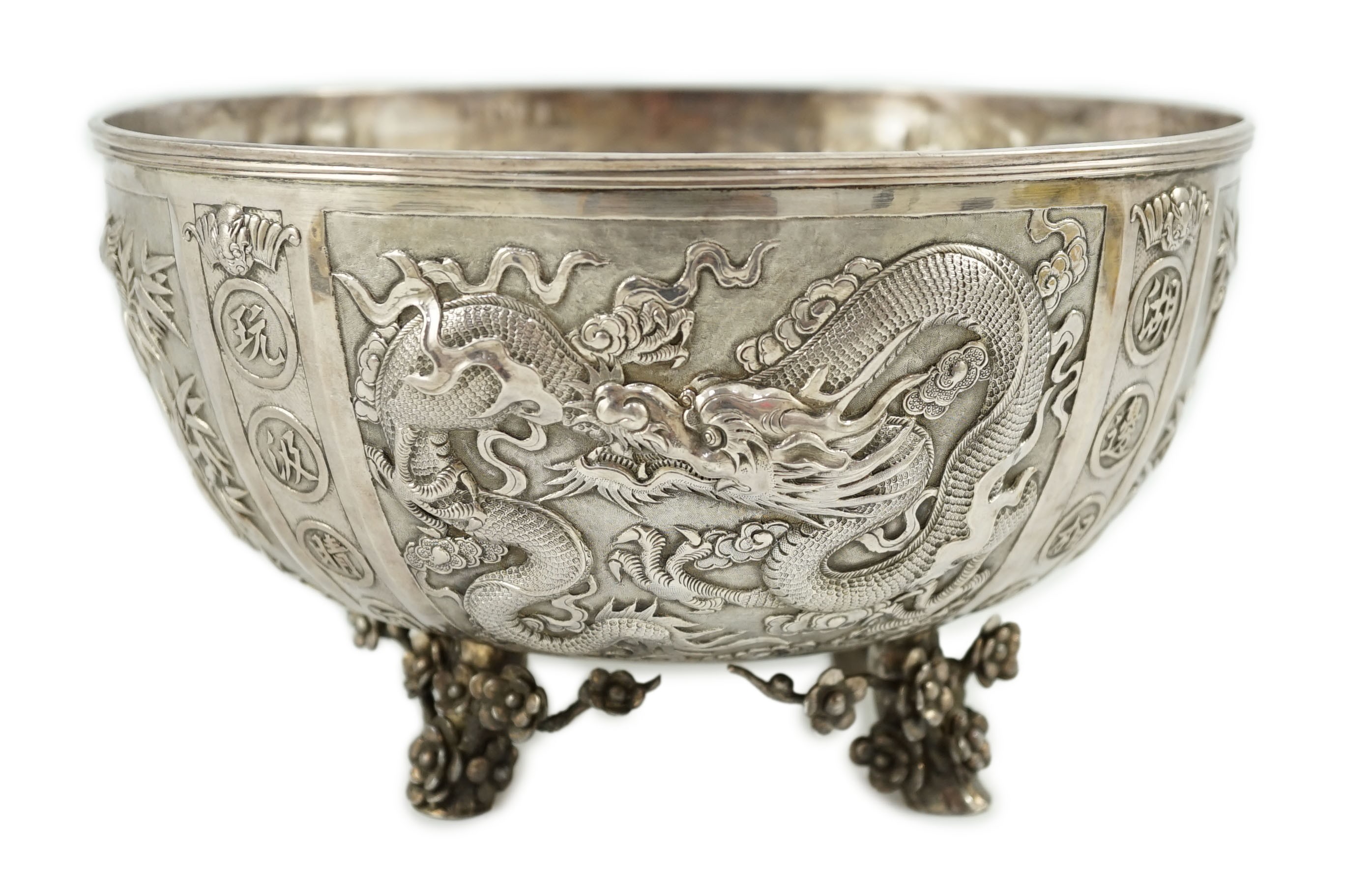 A late 19th/early 20th century Chinese Export silver rose bowl